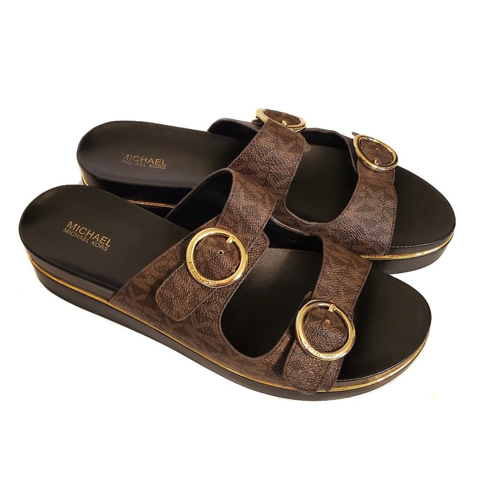 Michael Kors Brown and Gold Sandals